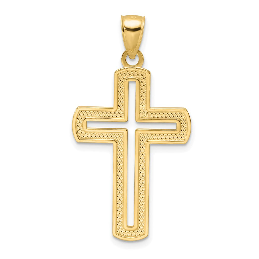 14k Yellow Gold Polished Beaded Cross Pendant