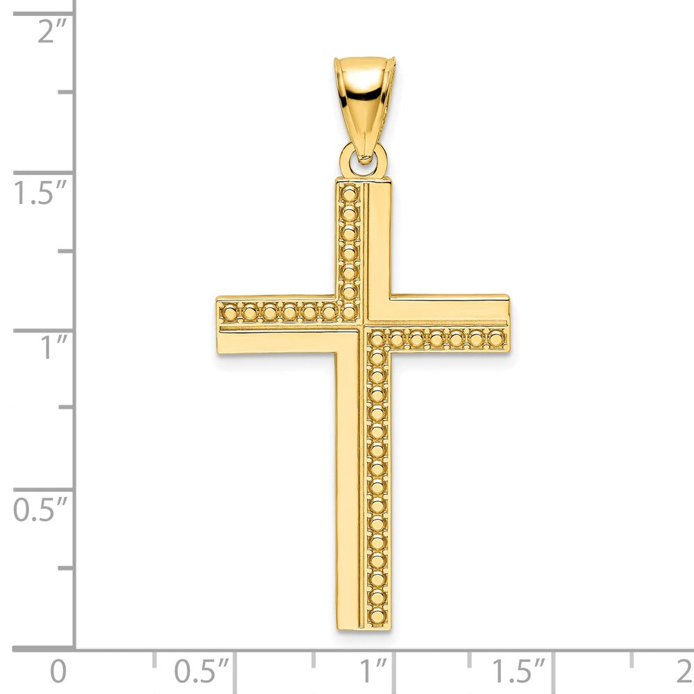 14k Yellow Gold Polished Beaded Cross Pendant