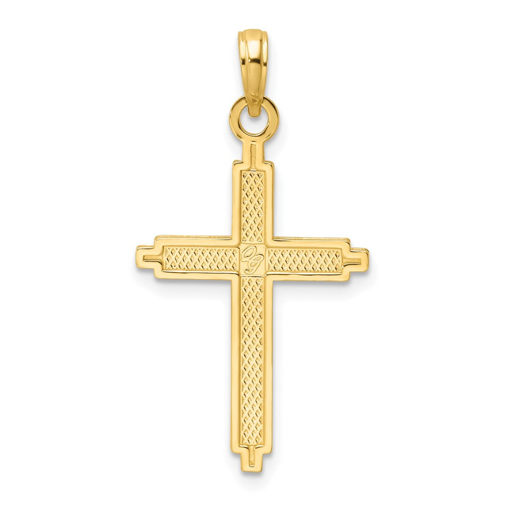 14k Yellow Gold Polished Beaded Cross Pendant