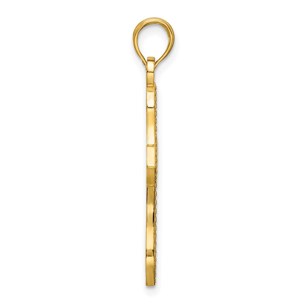 14k Yellow Gold Polished Beaded Cross Pendant