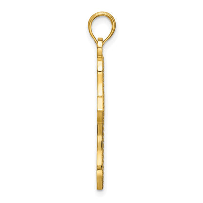 14k Yellow Gold Polished Beaded Cross Pendant