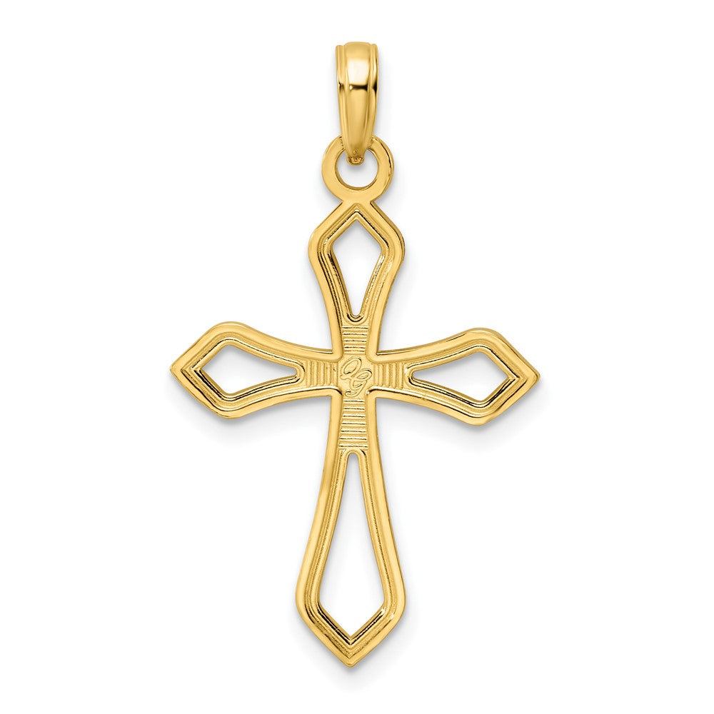 14k Yellow Gold Polished Beaded Cross Pendant