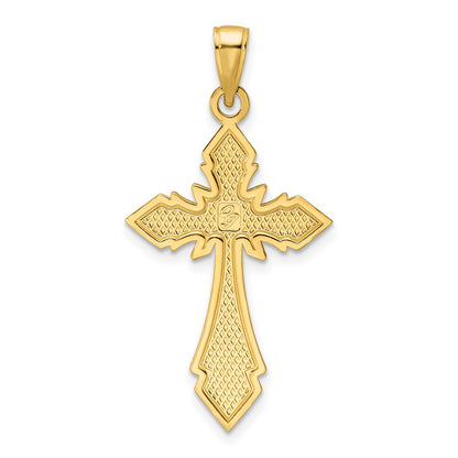 14k Yellow Gold Polished Beaded Fancy Cross Pendant
