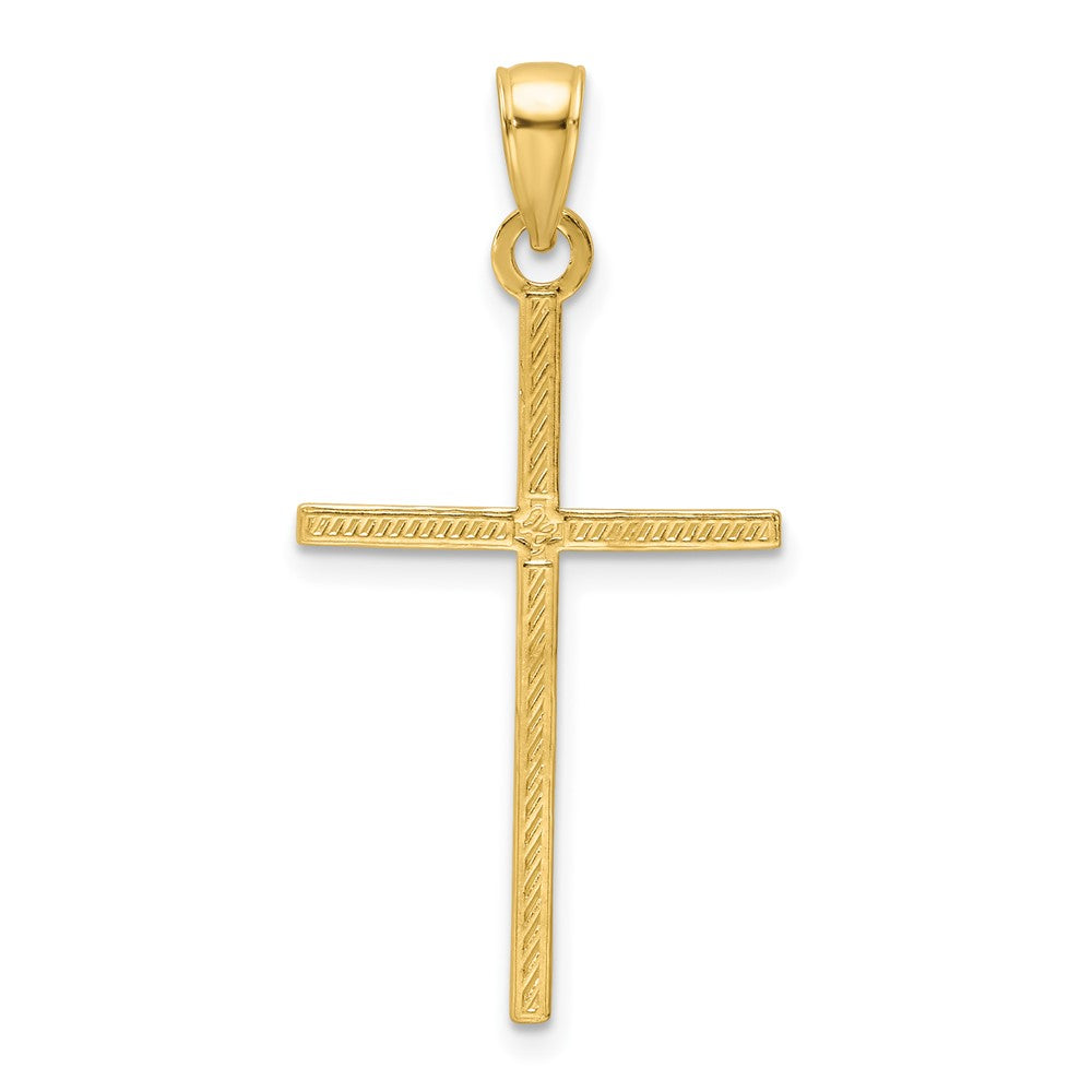 14k Yellow Gold Polished Beaded Cross Pendant