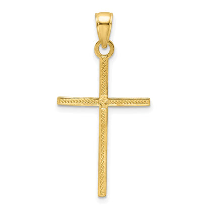 14k Yellow Gold Polished Beaded Cross Pendant