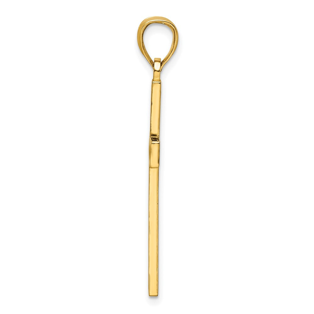 14k Yellow Gold Polished Beaded Cross Pendant