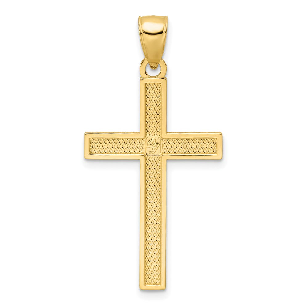 14k Yellow Gold Polished Beaded Cross Pendant