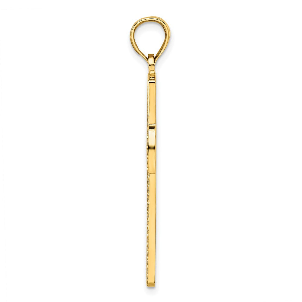 14k Yellow Gold Beaded u0026 Polished Cross Pendant