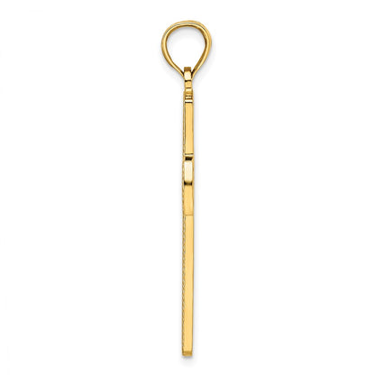 14k Yellow Gold Beaded u0026 Polished Cross Pendant