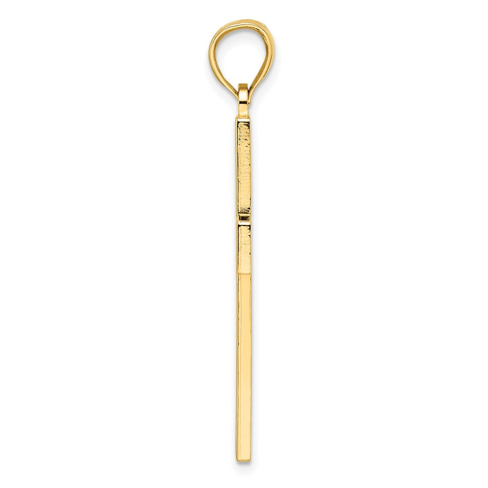 14k Yellow Gold Beaded u0026 Polished Double Cross Pendant