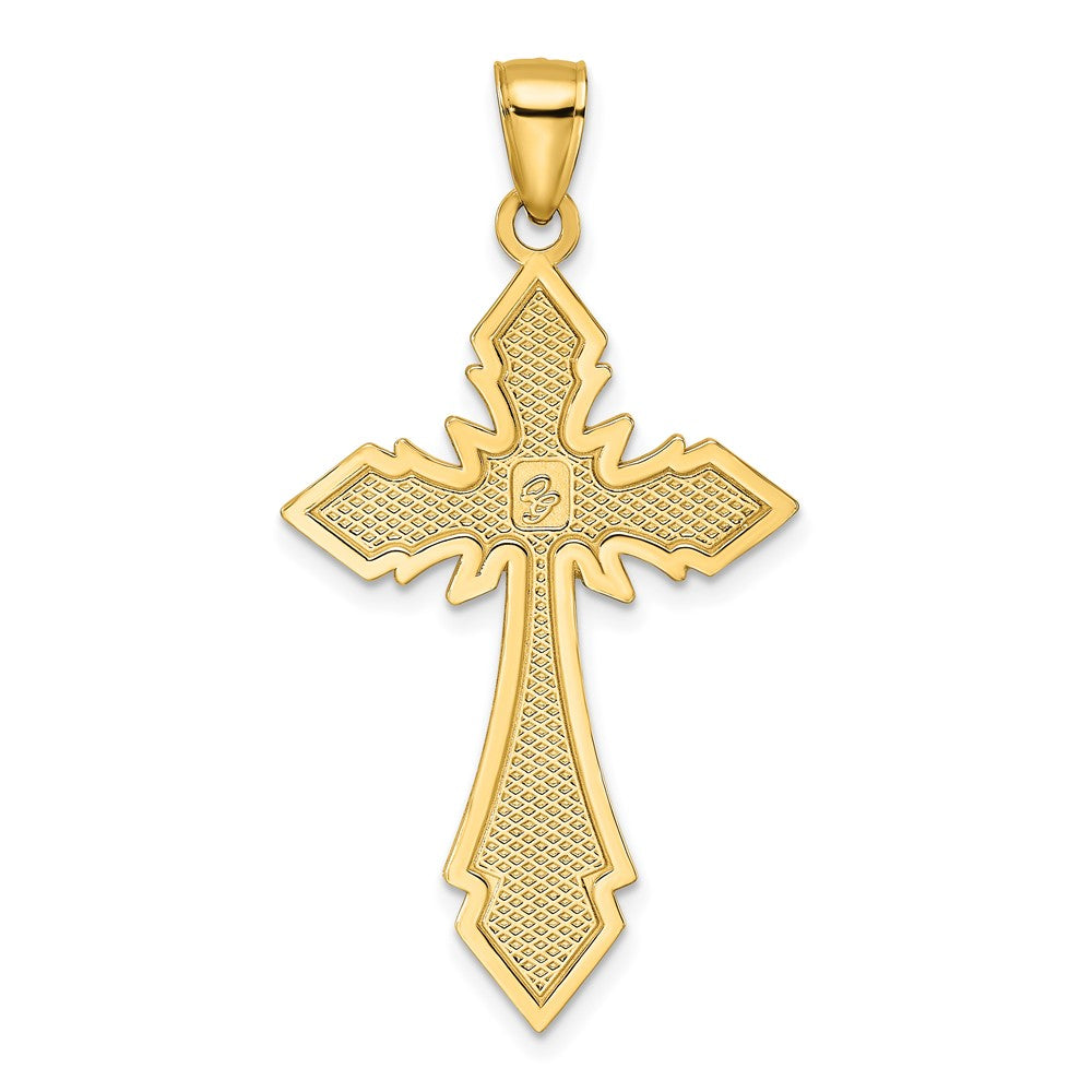 14k Yellow Gold Polished Beaded Cross Pendant