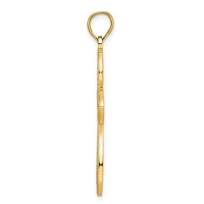 14k Yellow Gold Beaded & Polished Fancy Cross Pendant