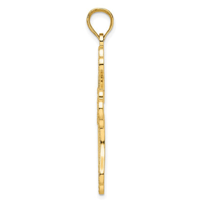 14k Yellow Gold Beaded & Polished Cross Pendant