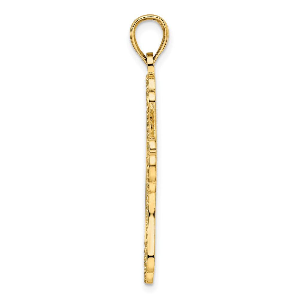 14k Yellow Gold Beaded u0026 Polished Cross Pendant