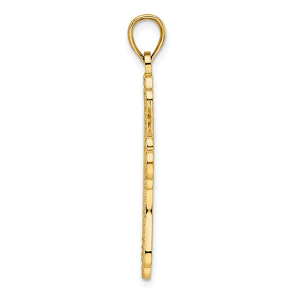 14k Yellow Gold Beaded u0026 Polished Cross Pendant