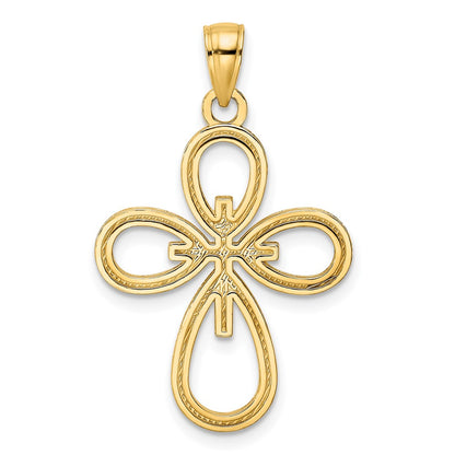 14k Yellow Gold Beaded u0026 Polished Fancy Cross Pendant