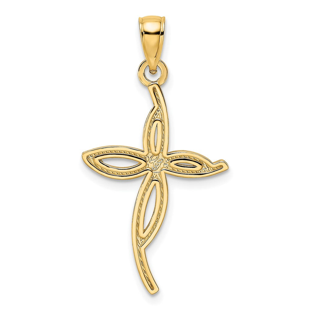 14k Yellow Gold Beaded & Polished Fancy Cross Pendant