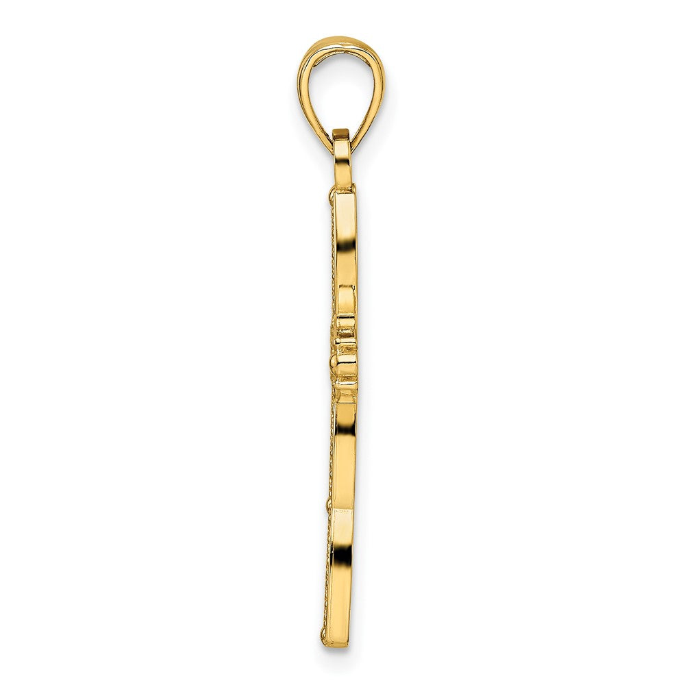 14k Yellow Gold Beaded & Polished Fancy Cross Pendant