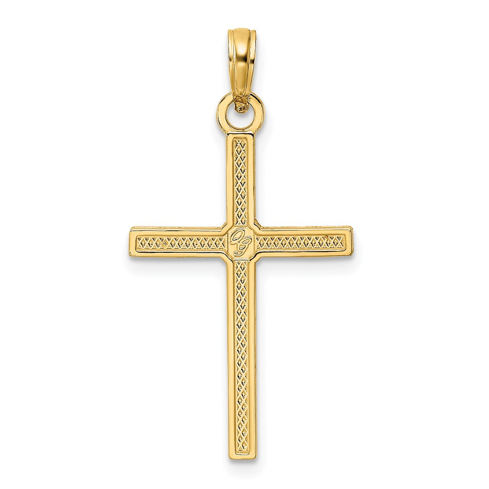 14k Yellow Gold Beaded u0026 Polished Fancy Cross Pendant