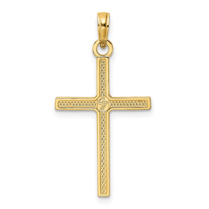 14k Yellow Gold Beaded u0026 Polished Fancy Cross Pendant