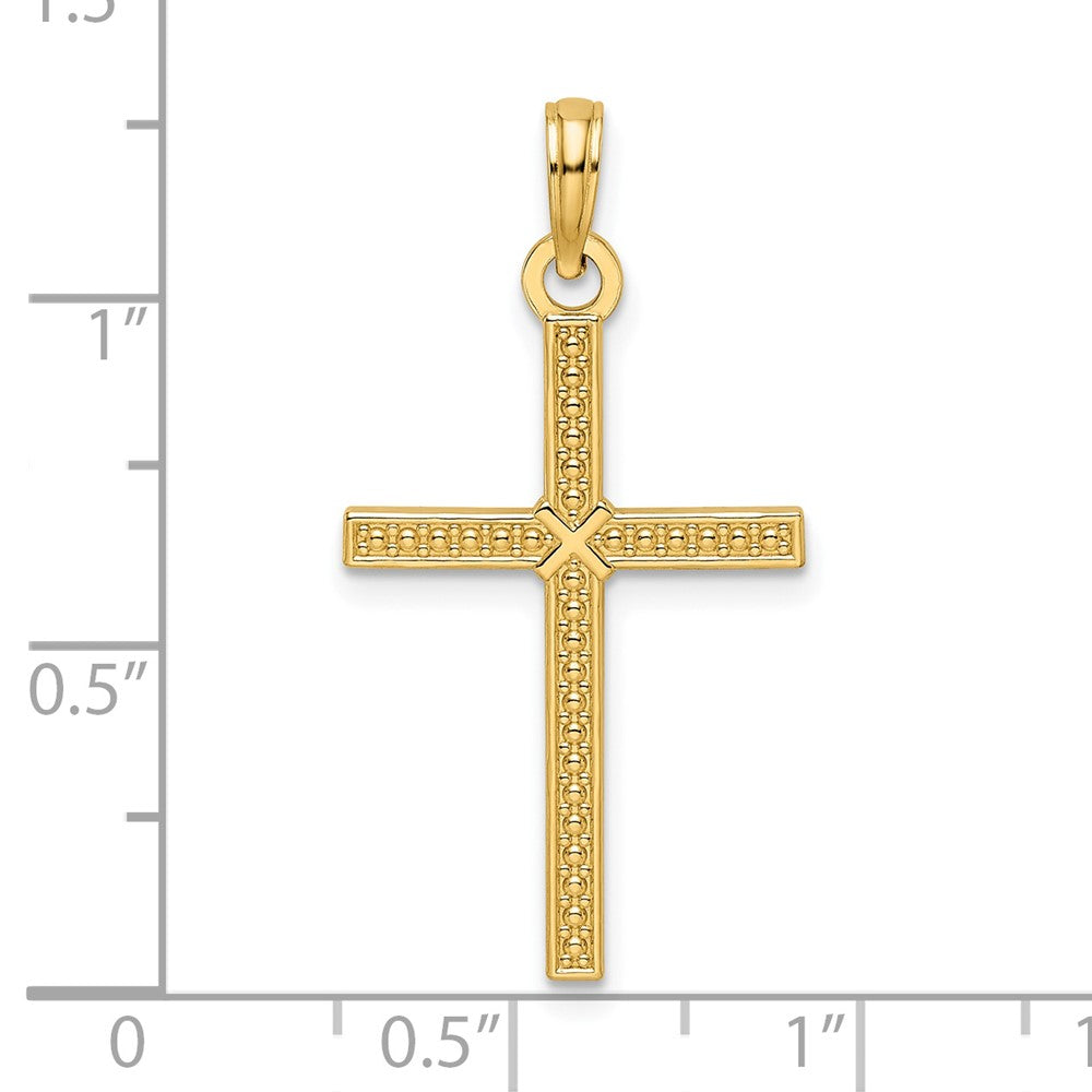 14k Yellow Gold Beaded u0026 Polished Fancy Cross Pendant