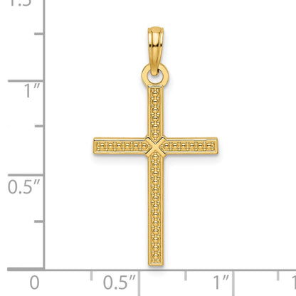 14k Yellow Gold Beaded u0026 Polished Fancy Cross Pendant