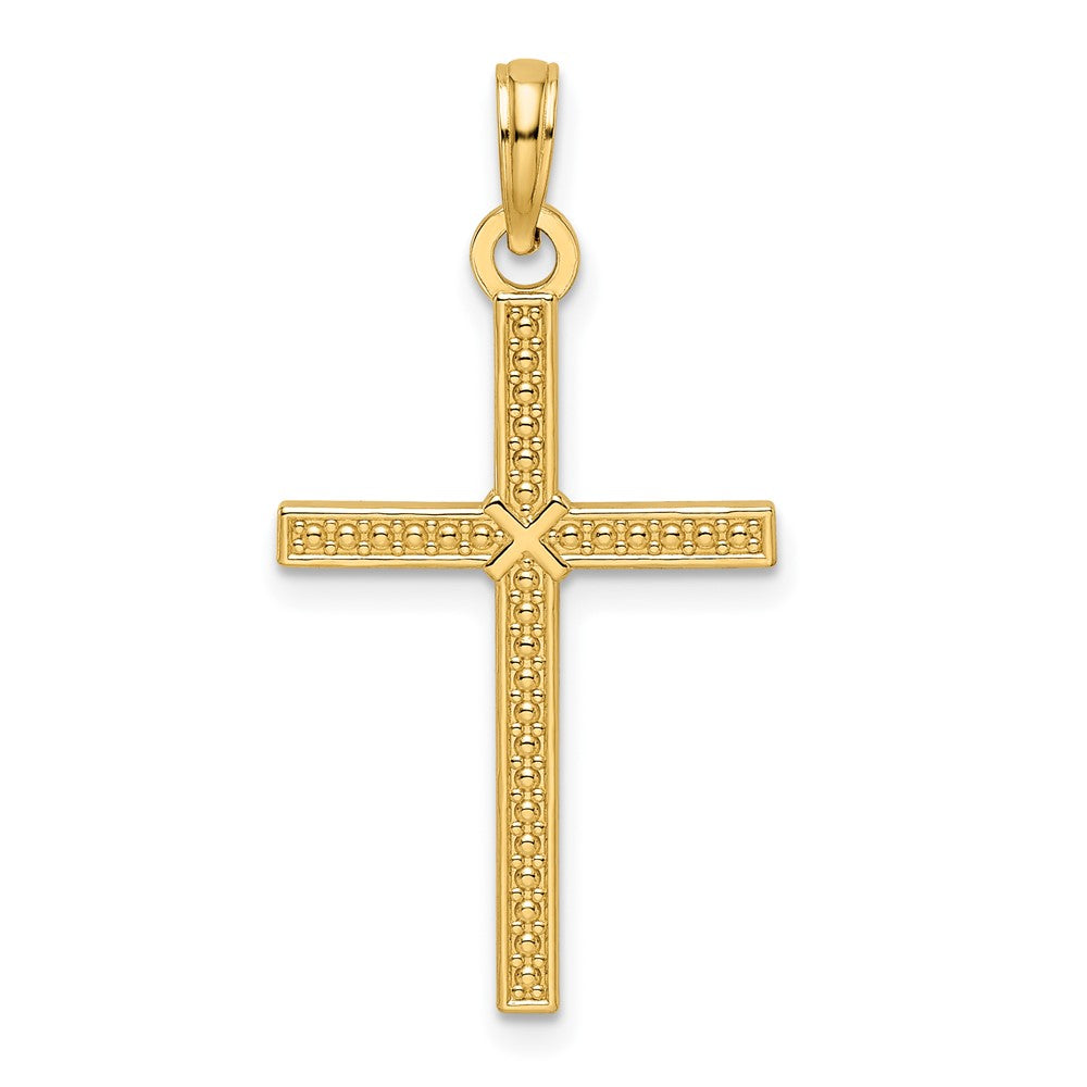 14k Yellow Gold Beaded u0026 Polished Fancy Cross Pendant