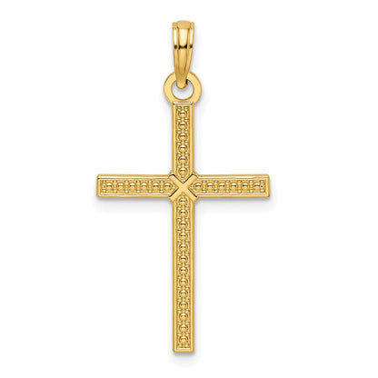 14k Yellow Gold Beaded u0026 Polished Fancy Cross Pendant