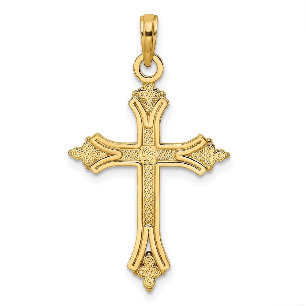 14k Yellow Gold Beaded u0026 Polished Cross Pendant