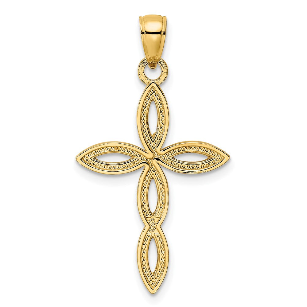 14k Yellow Gold Beaded u0026 Polished Cross Pendant