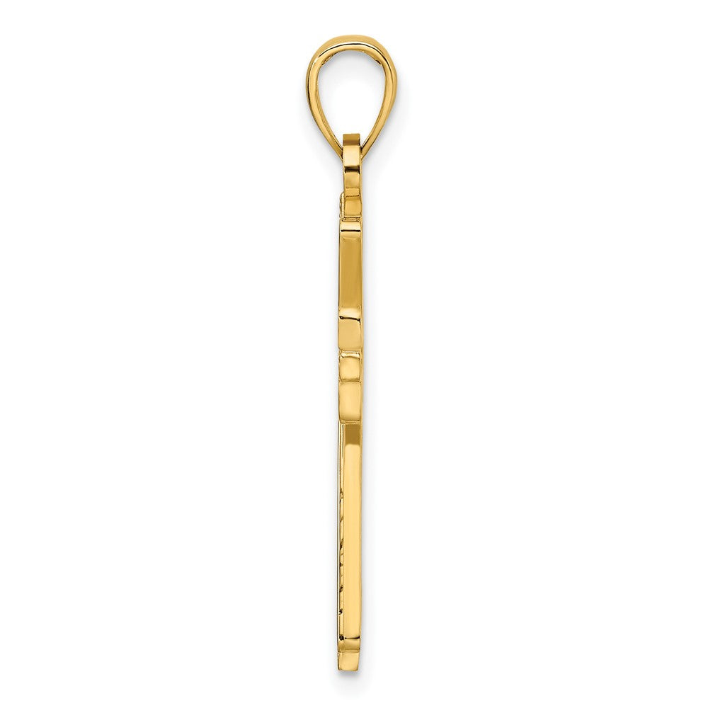 14k Yellow Gold Polished u0026 Textured Cross Pendant