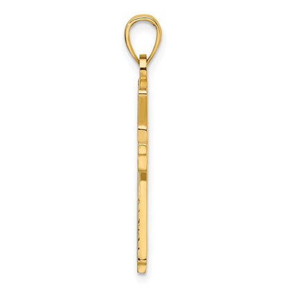 14k Yellow Gold Polished u0026 Textured Cross Pendant
