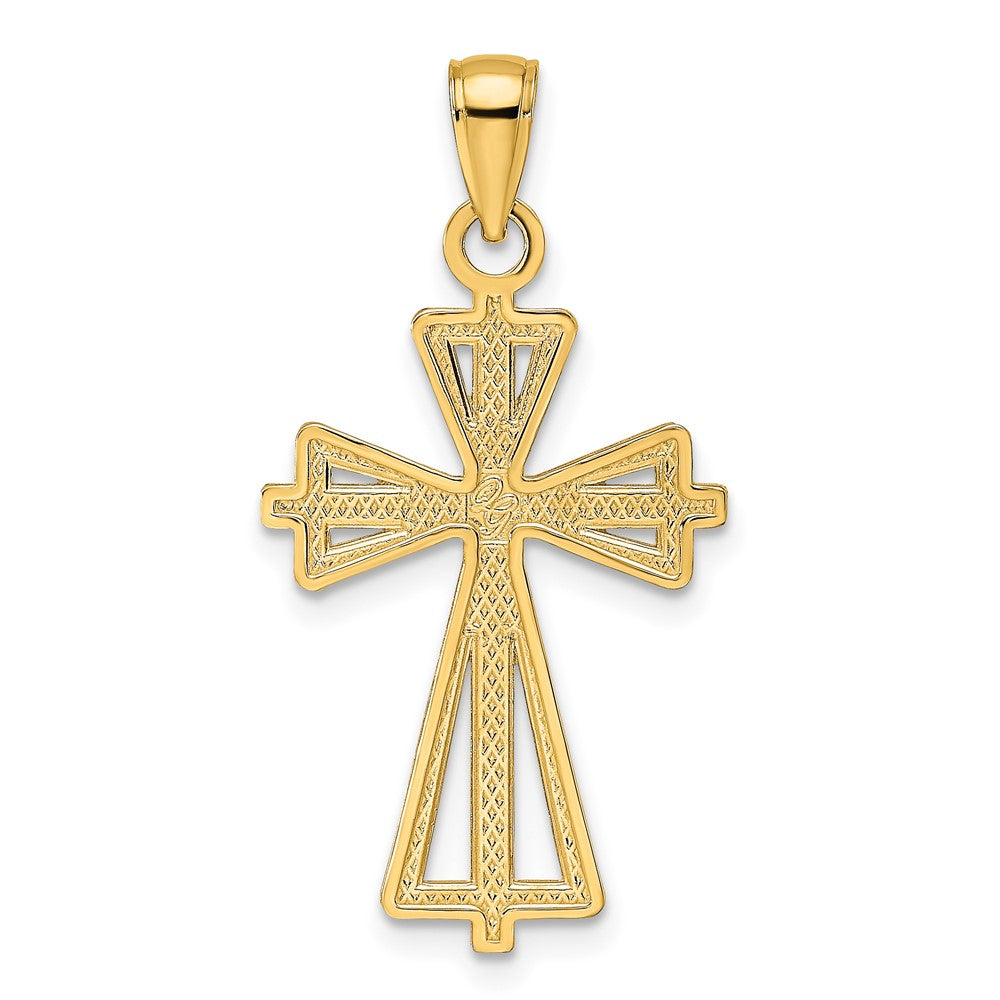 14k Yellow Gold Polished u0026 Textured Cross Pendant