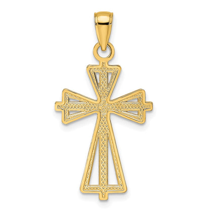 14k Yellow Gold Polished u0026 Textured Cross Pendant