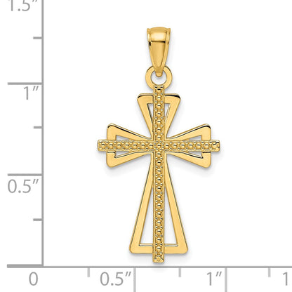 14k Yellow Gold Polished u0026 Textured Cross Pendant