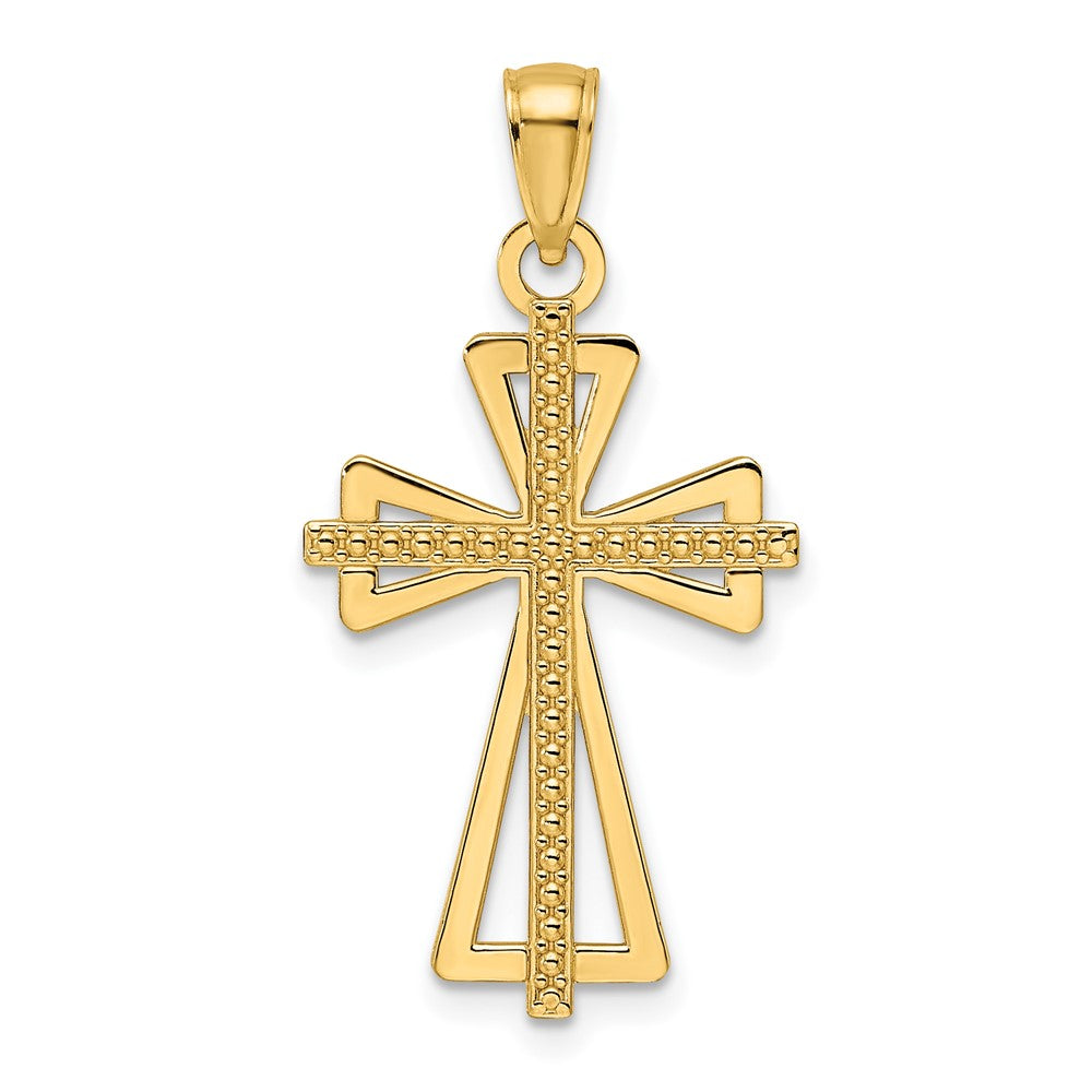 14k Yellow Gold Polished u0026 Textured Cross Pendant