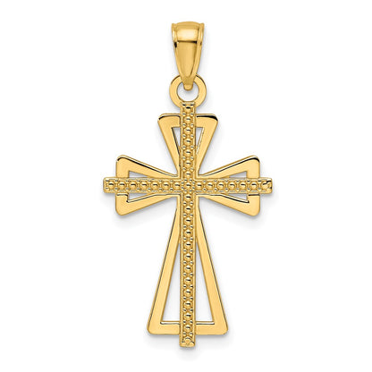 14k Yellow Gold Polished u0026 Textured Cross Pendant