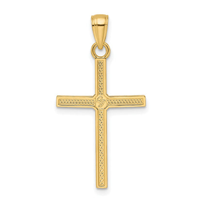 14k Yellow Gold Polished u0026 Designed Cross Pendant