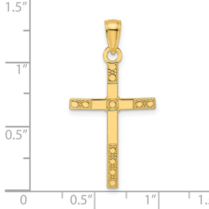14k Yellow Gold Polished u0026 Designed Cross Pendant