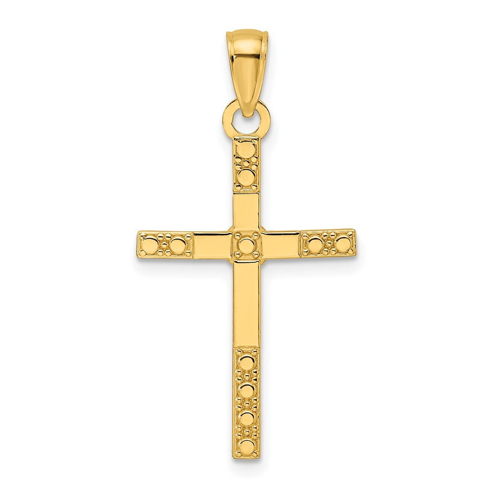 14k Yellow Gold Polished u0026 Designed Cross Pendant