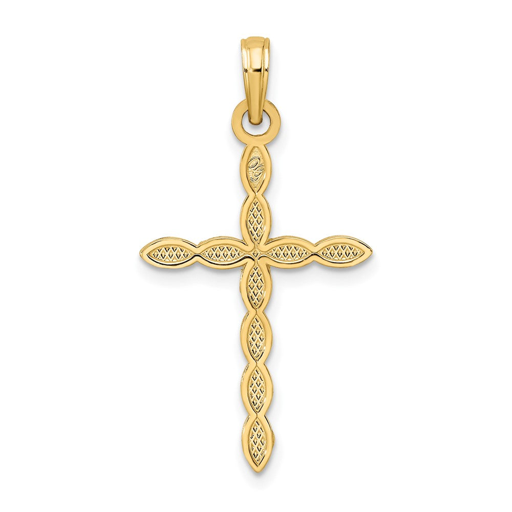 14k Yellow Gold Polished u0026 Beaded Design Cross Pendant
