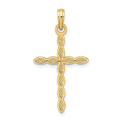 14k Yellow Gold Polished u0026 Beaded Design Cross Pendant
