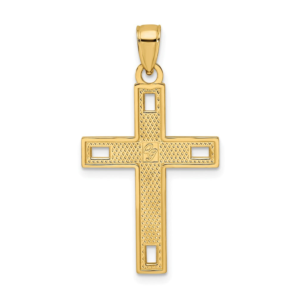 14k Yellow Gold Polished & Textured Cross Pendant