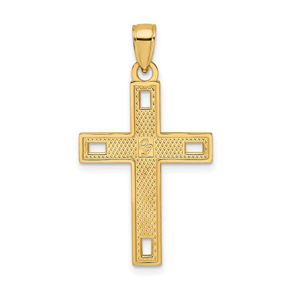 14k Yellow Gold Polished & Textured Cross Pendant