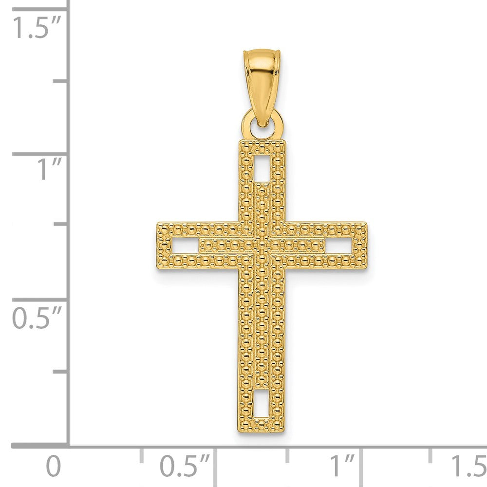 14k Yellow Gold Polished & Textured Cross Pendant