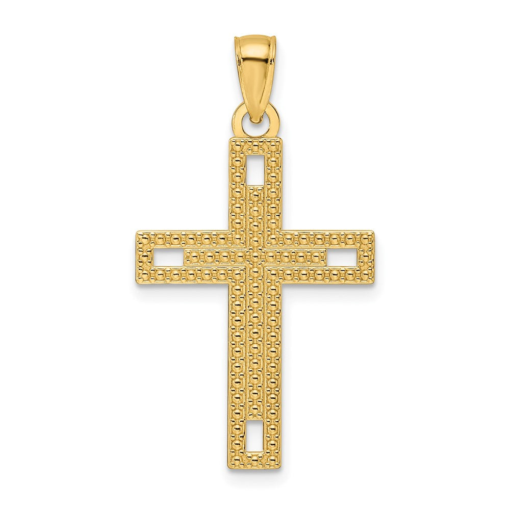 14k Yellow Gold Polished & Textured Cross Pendant