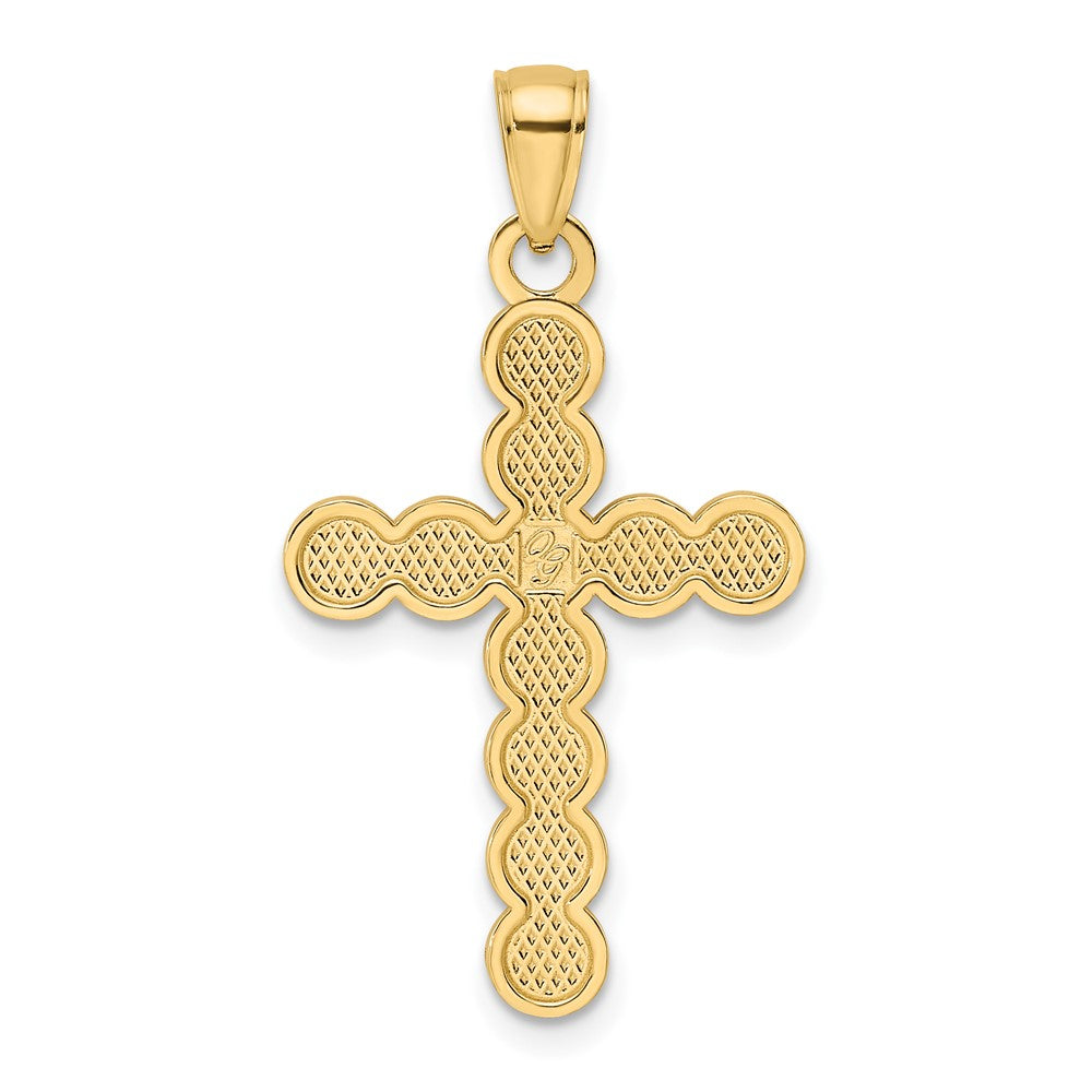 14k Yellow Gold Polished u0026 Beaded Circles Cross Pendant