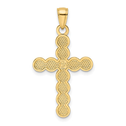 14k Yellow Gold Polished u0026 Beaded Circles Cross Pendant