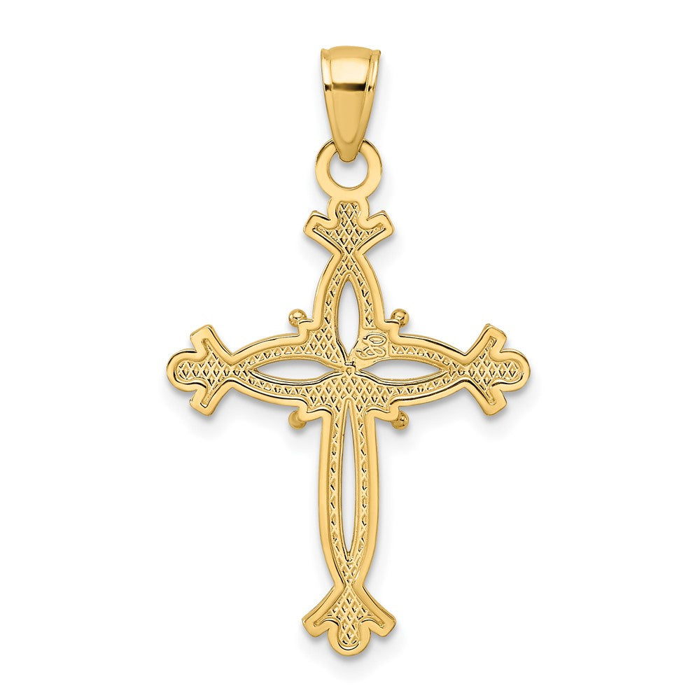 14k Yellow Gold Polished u0026 Textured Cross Cross Ends Cross Pendant