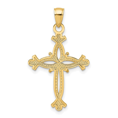 14k Yellow Gold Polished u0026 Textured Cross Cross Ends Cross Pendant